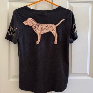 PINK Victoria's Secret Black Dog Graphic T-Shirt size small Women’s